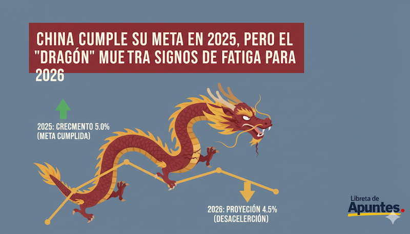 China cumple su meta en 2025, pero el «dragón» muestra signos de fatiga para 2026